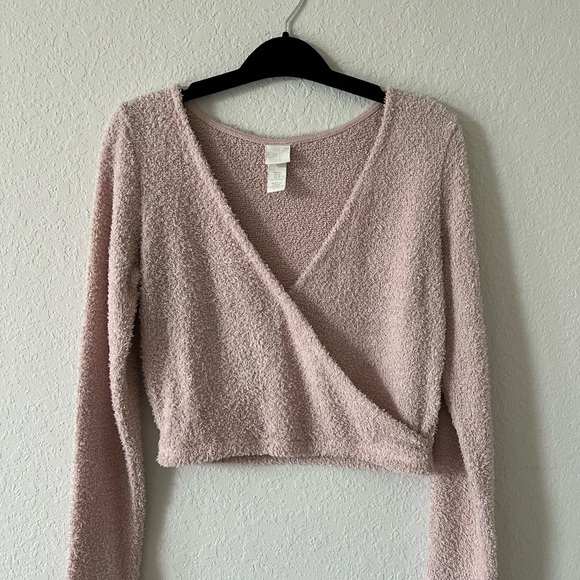 H&M Pink Crop Wrap Top - Picture 1 of 2